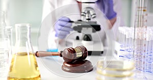 Forensic examination and laboratory examination of evidence on microscope