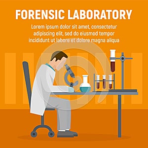 Forensic laboratory chemical tube concept background, flat style