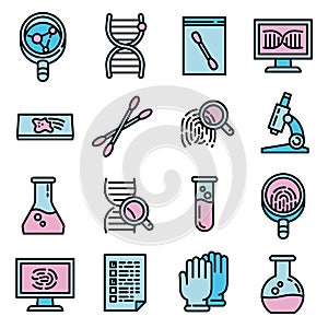 Forensic laboratory icons set, outline style