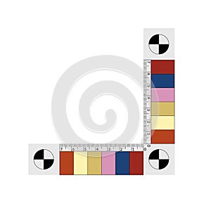 Forensic ruler with a color samples