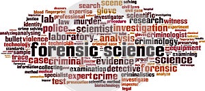 Forensic science word cloud photo