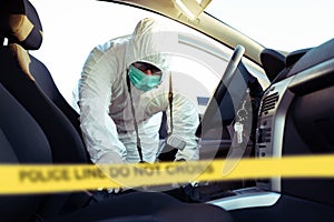 Forensic Science. Criminologist investigates a crime scene.