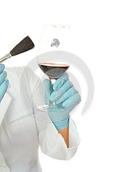 Forensic scientist dusting glass fingerprints