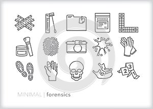 Forensics icons of crime scene items