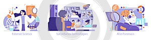 Forensics Technologys. Flat Vector Illustration