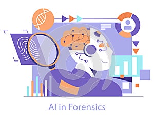Forensics Technologys. Flat Vector Illustration