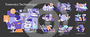 Forensics Technologys. Flat Vector Illustration