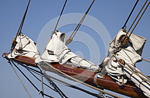 Foresail on an old sailing ship