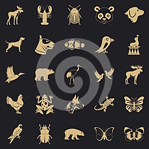 Forest animals icons set, simple style