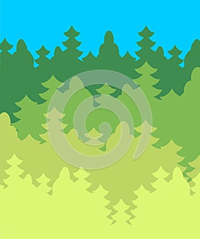 Forest background. Thickets are trees. Vector illustration.