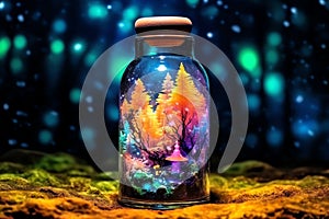 forest in a bottle, AI generated