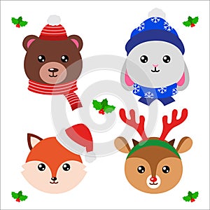 Forest bright christmas cute animals