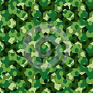 Forest camouflage geometric hexagon seamless pattern