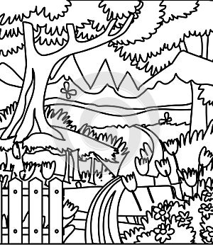 Forest coloring page