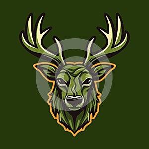 A forest deer head mascot illustration