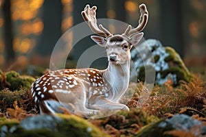 Forest elegance Male fallow deer in the European wilderness