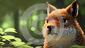 Forest Encounter: Closeup Illustration of a Capybara Amidst Nature\'s Serenity