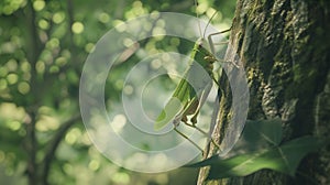 Forest Encounter: Green Grasshopper Close-Up