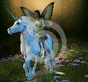 Forest Fairy and Unicorn