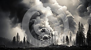 forest fire black and white