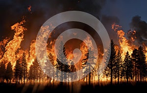 Forest fire burning out of control - AI Generated