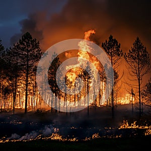 Forest fire burning out of control - AI Generated