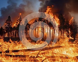 Forest fire burning out of control - AI Generated