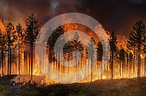 Forest fire burning out of control - AI Generated