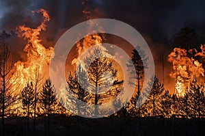 Forest fire burning out of control - AI Generated