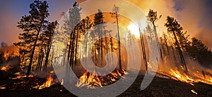 Forest fire burning out of control - AI Generated