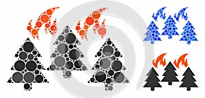Forest fire disaster Composition Icon of Round Dots