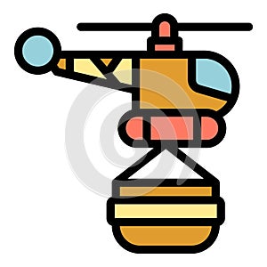 Forest fire helicopter icon vector flat