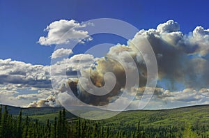 Forest Fire in Hills in Interior Alaska