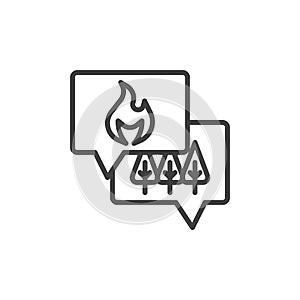 Forest fire information line icon