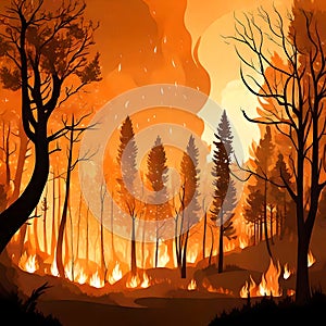 Tree on fire - ai generated image