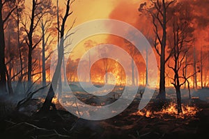 Forest fire, natural disaster, climate change, global warming