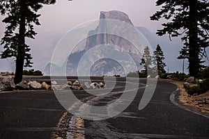 Forest Fire Smoke Obscures The View of Glacier Point