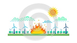 Forest Fire Wildfire Disaster Vector, vector design Generative AI