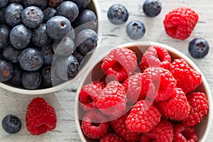 Forest fruit, raspberries and berries, delicious seasonal fruits