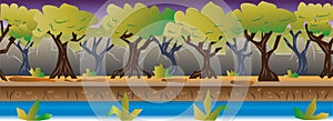 Forest Game Background and Wallpaper Vector Illustration