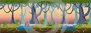 Forest Game Background and Wallpaper Vector Illustration