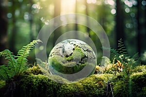 Forest Globe - Environmental Concept with Moss and Earth Globe