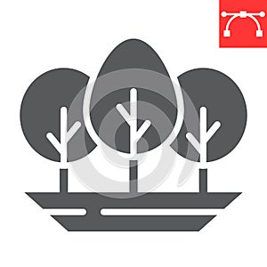 Forest glyph icon, nature and ecology, tree sign vector graphics, editable stroke solid icon, eps 10.