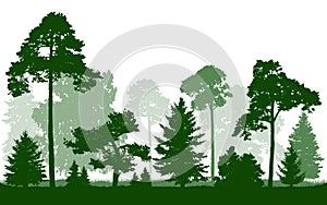 Forest green silhouette vector, isolated on white background.