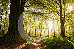 The forest has crown and tree bark.