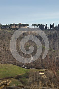 Forest hill Tuscany rural landscape countryside