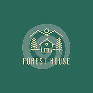 Forest house logo design vector template