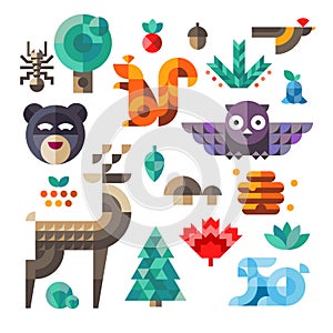 Forest icons, geometric proportions photo