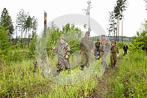 Forest inspectors work in the forest.