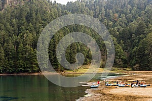 Lake in the forest panoramic view photo